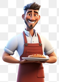 PNG Cartoon smiling adult cook. 