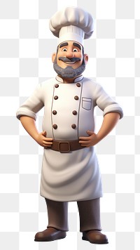 PNG Standing smiling cartoon chef. 