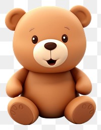 PNG Cartoon plush bear toy. 