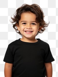 PNG A male toddler smiling wearing a black long sleeve T-shirt portrait t-shirt child. 