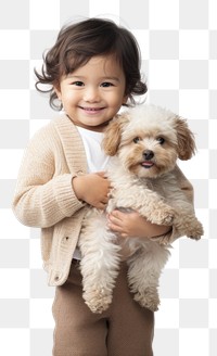 PNG Portrait toddler holding mammal. 