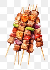 PNG Barbecue grilling skewer food. AI generated Image by rawpixel.