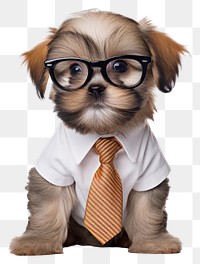 PNG Puppy dog glasses necktie. AI generated Image by rawpixel.