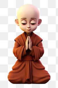 PNG Monk praying cartoon  