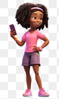 PNG Smiling cartoon phone girl. 