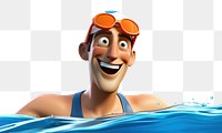 PNG Cartoon swimming portrait swimmer. AI generated Image by rawpixel.
