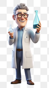 PNG Scientist cartoon bottle white background. AI generated Image by rawpixel.