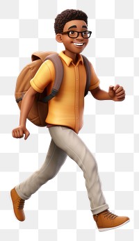 PNG Cartoon walking adult man. 