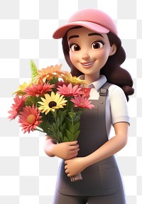 PNG Cartoon smiling flower female. 