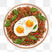 PNG Food egg basil plate. 