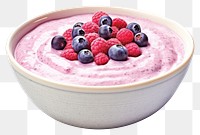 PNG Bowl raspberry blueberry dessert. 