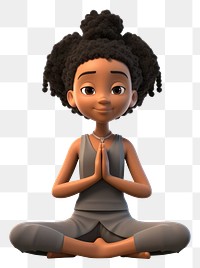 PNG Cartoon yoga girl white background. AI generated Image by rawpixel.