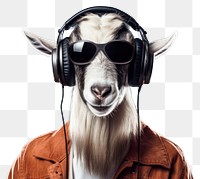 PNG Headphones listening portrait mammal. AI generated Image by rawpixel.