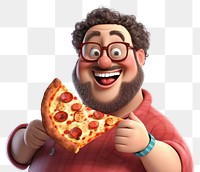 PNG Cartoon pizza glasses eating. 