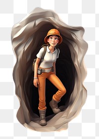 PNG Portrait cartoon caving helmet. AI generated Image by rawpixel.