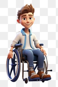 PNG Wheelchair sitting cartoon white background. AI generated Image by rawpixel.