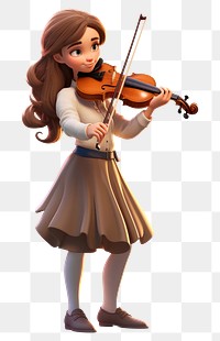 PNG Violin cartoon girl white background. AI generated Image by rawpixel.