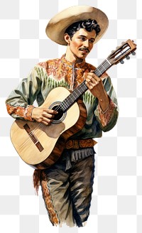 PNG Guitar sombrero musician adult. AI generated Image by rawpixel.
