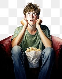 PNG Popcorn portrait sitting food. 