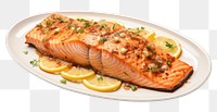 PNG Seafood salmon plate vegetable. AI generated Image by rawpixel.