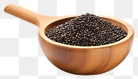 PNG Black mustard seeds spoon food bowl. AI generated Image by rawpixel.
