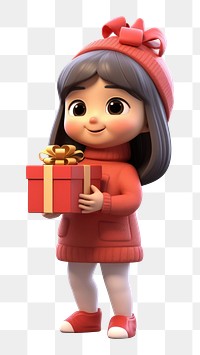 PNG Christmas holding cartoon gift. 