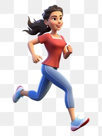 PNG Jogging running cartoon female. AI generated Image by rawpixel.
