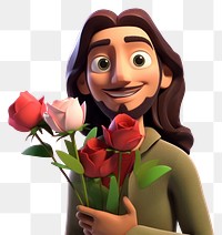 PNG Cartoon rose flower plant. 