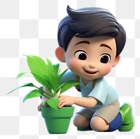 PNG Cartoon plant houseplant smiling. AI generated Image by rawpixel.