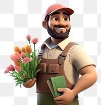 PNG Cartoon smiling flower plant. 