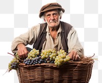 PNG Grapes holding basket farmer. 