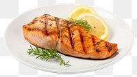 PNG Salmon plate seafood grilled. AI generated Image by rawpixel.