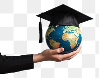 PNG Graduation globe holding planet. AI generated Image by rawpixel.