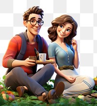 PNG Cartoon picnic garden adult. AI generated Image by rawpixel.