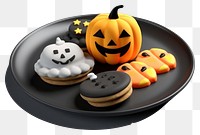 PNG Plate halloween cookie food. 