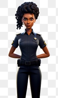 PNG Security serious cartoon female. 