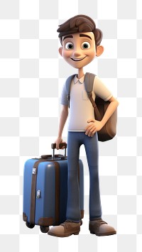 PNG Luggage suitcase cartoon white background. AI generated Image by rawpixel.