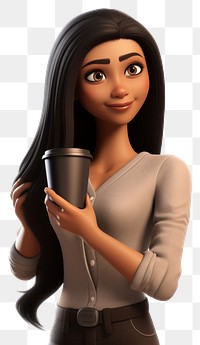 PNG  Portrait holding cartoon coffee. AI generated Image by rawpixel.