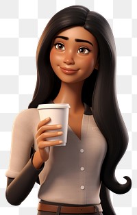 PNG  Cup portrait cartoon coffee. AI generated Image by rawpixel.