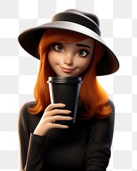 PNG Portrait cup holding cartoon. 