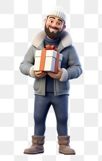 PNG Holding cartoon winter box. 