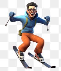 PNG Skiing jumping cartoon sports. AI generated Image by rawpixel.