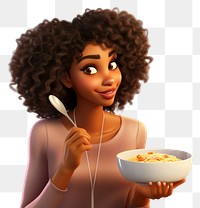 PNG Cartoon eating adult woman. 