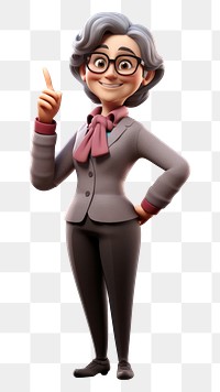 PNG Smiling cartoon adult woman. 