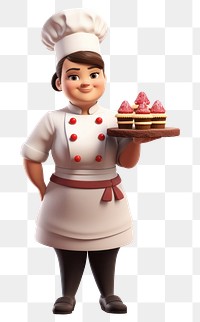 PNG Figurine holding chef transparent background.