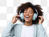 PNG Headphones listening laughing headset. AI generated Image by rawpixel.