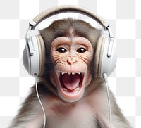 PNG Headphones monkey headset mammal. AI generated Image by rawpixel.