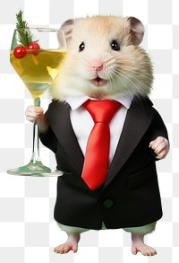 PNG Cocktail portrait hamster holding transparent background