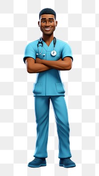 PNG Cartoon adult nurse male. 