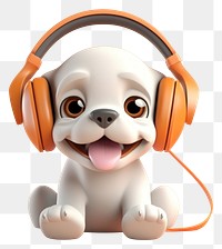 PNG Cartoon headphones cute dog. 